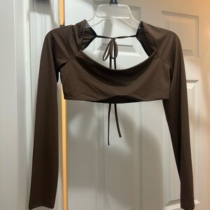 Brown Long Sleeve Bra / Crop Top